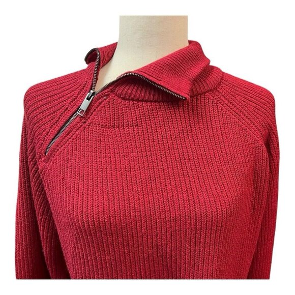 RD Style Oversized Sweater Womens Quarter Zip Mock Neck~Size XS~Red NWOT L10 19 - Picture 4 of 12